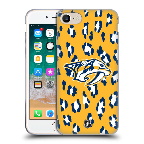 NHL Nashville Predators Leopard Pattern Soft Gel Case for Apple iPhone 7 / 8 / SE 2020 & 2022
