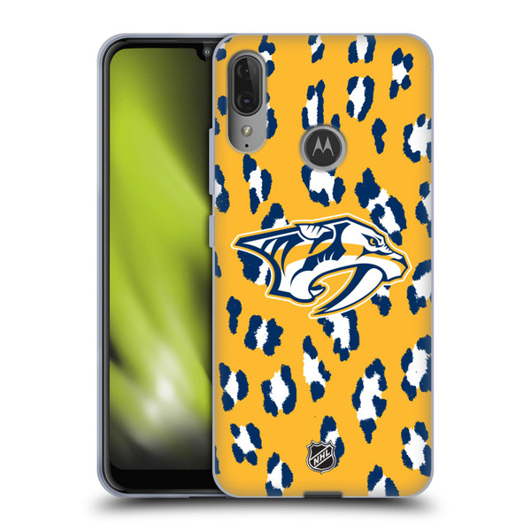 NHL Nashville Predators Leopard Pattern Soft Gel Case for Motorola Moto E6 Plus