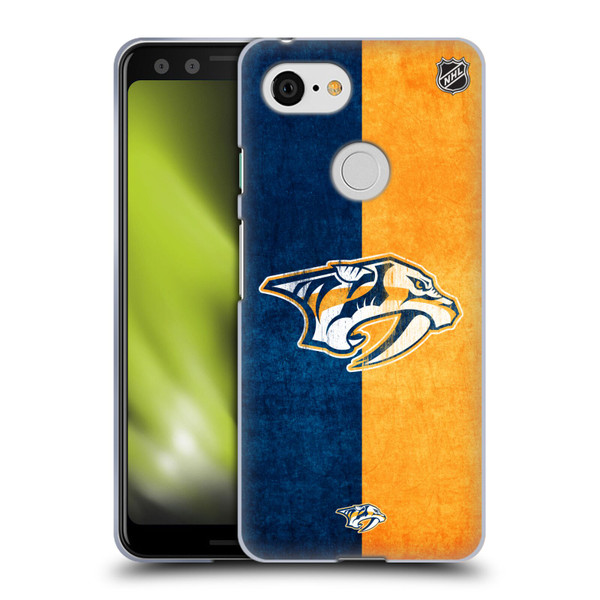 NHL Nashville Predators Half Distressed Soft Gel Case for Google Pixel 3