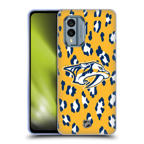 NHL Nashville Predators Leopard Pattern Soft Gel Case for Nokia X30