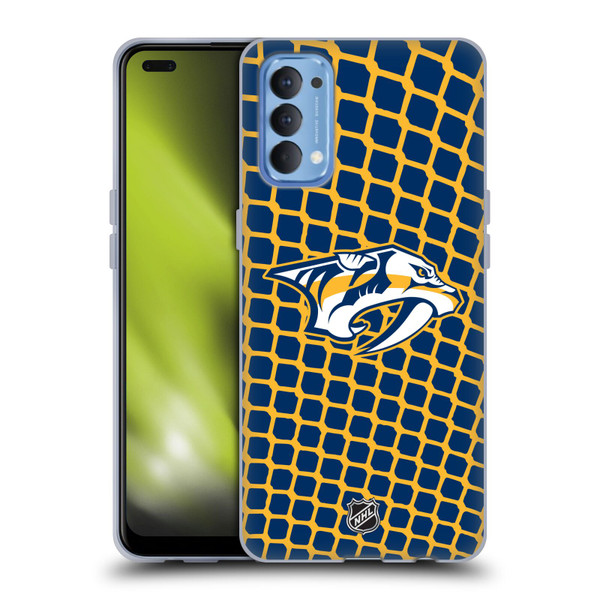 NHL Nashville Predators Net Pattern Soft Gel Case for OPPO Reno 4 5G