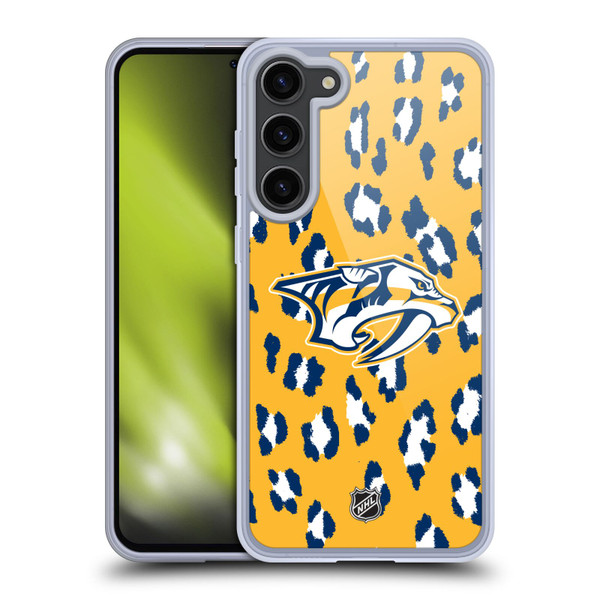 NHL Nashville Predators Leopard Pattern Soft Gel Case for Samsung Galaxy S23+ 5G