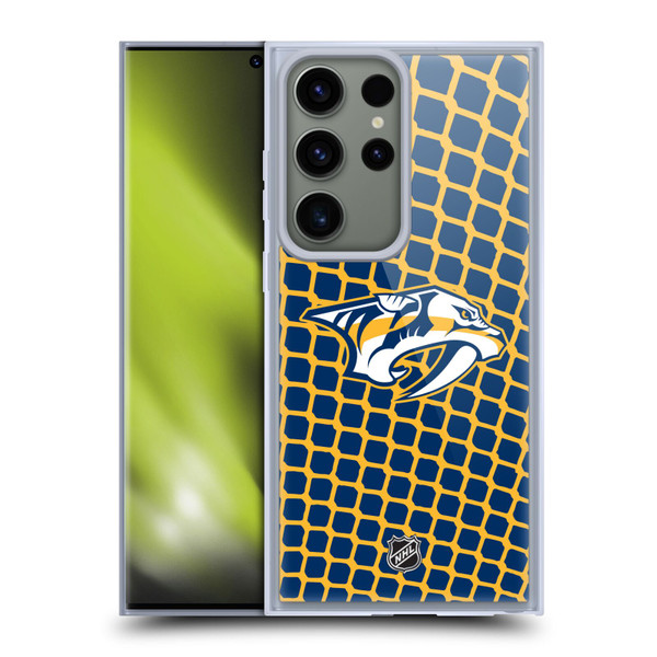 NHL Nashville Predators Net Pattern Soft Gel Case for Samsung Galaxy S23 Ultra 5G