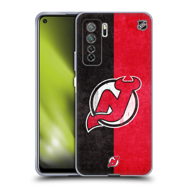 NHL New Jersey Devils Half Distressed Soft Gel Case for Huawei Nova 7 SE/P40 Lite 5G
