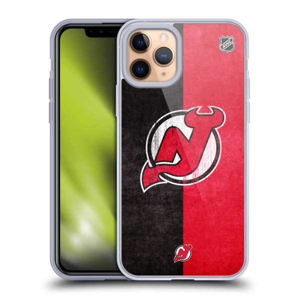 NHL New Jersey Devils Half Distressed Soft Gel Case for Apple iPhone 11 Pro