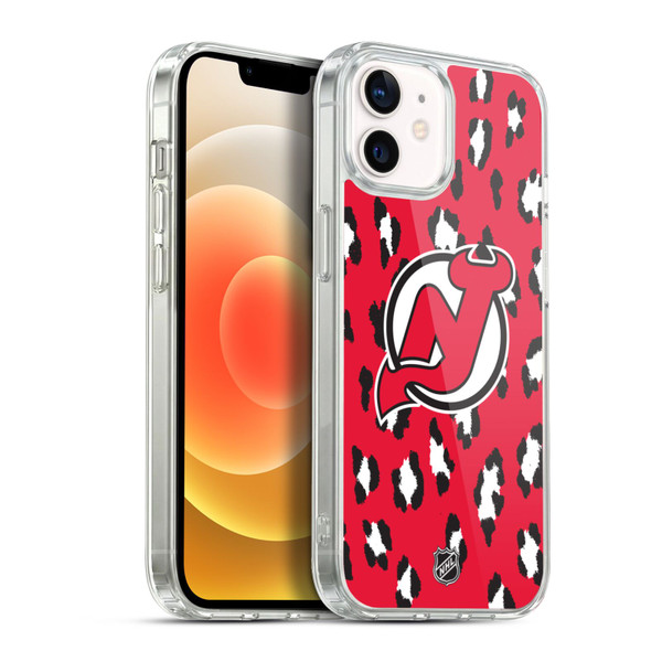 NHL New Jersey Devils Leopard Pattern Soft Gel Case for Apple iPhone 12 / iPhone 12 Pro & MagSafe
