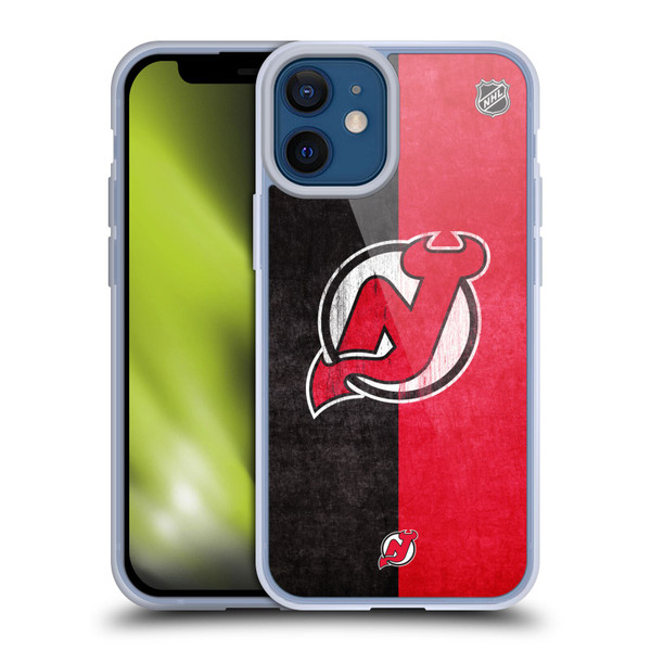 NHL New Jersey Devils Half Distressed Soft Gel Case for Apple iPhone 12 Mini