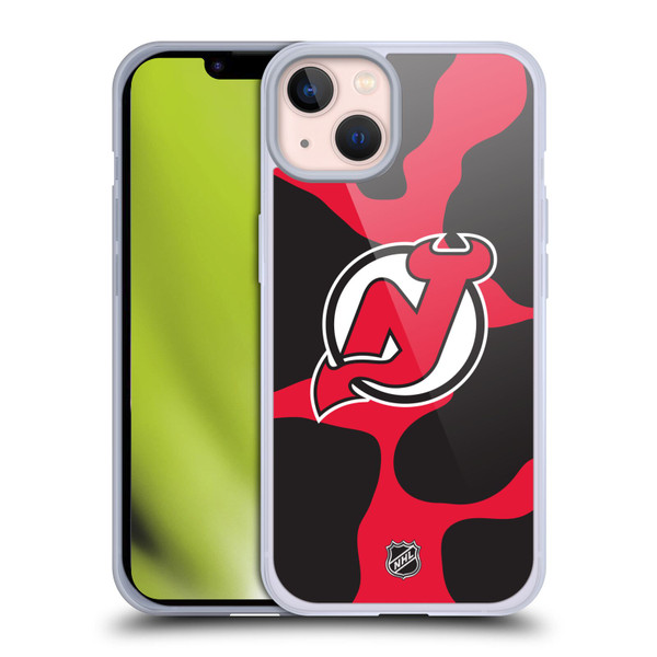 NHL New Jersey Devils Cow Pattern Soft Gel Case for Apple iPhone 13