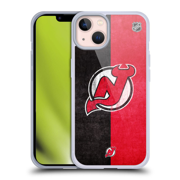 NHL New Jersey Devils Half Distressed Soft Gel Case for Apple iPhone 13