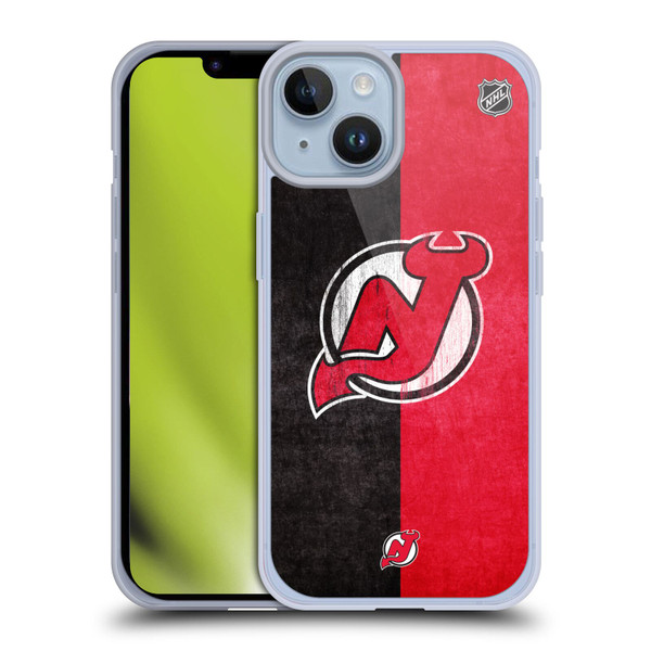 NHL New Jersey Devils Half Distressed Soft Gel Case for Apple iPhone 14