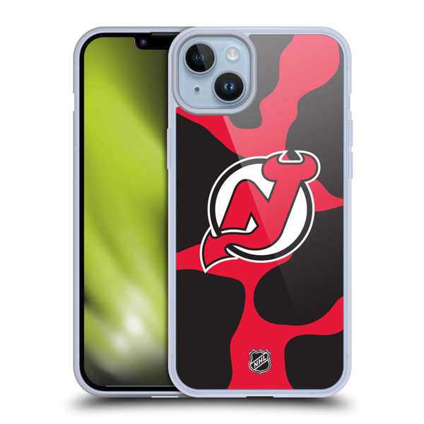 NHL New Jersey Devils Cow Pattern Soft Gel Case for Apple iPhone 14 Plus