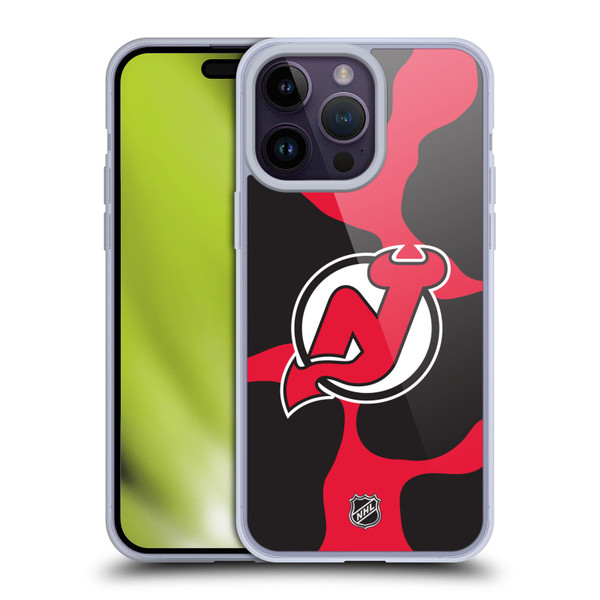 NHL New Jersey Devils Cow Pattern Soft Gel Case for Apple iPhone 14 Pro Max