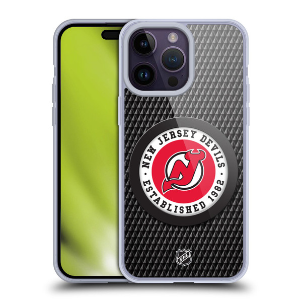 NHL New Jersey Devils Puck Texture Soft Gel Case for Apple iPhone 14 Pro Max