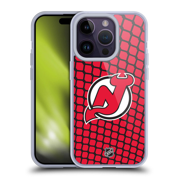 NHL New Jersey Devils Net Pattern Soft Gel Case for Apple iPhone 14 Pro