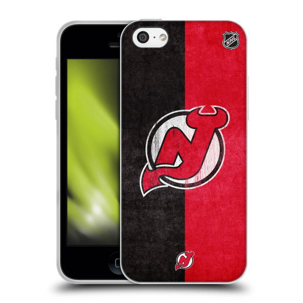 NHL New Jersey Devils Half Distressed Soft Gel Case for Apple iPhone 5c