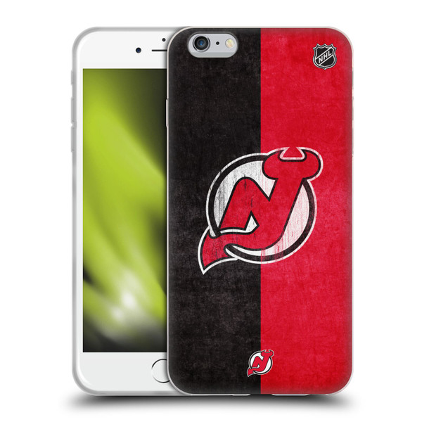 NHL New Jersey Devils Half Distressed Soft Gel Case for Apple iPhone 6 Plus / iPhone 6s Plus