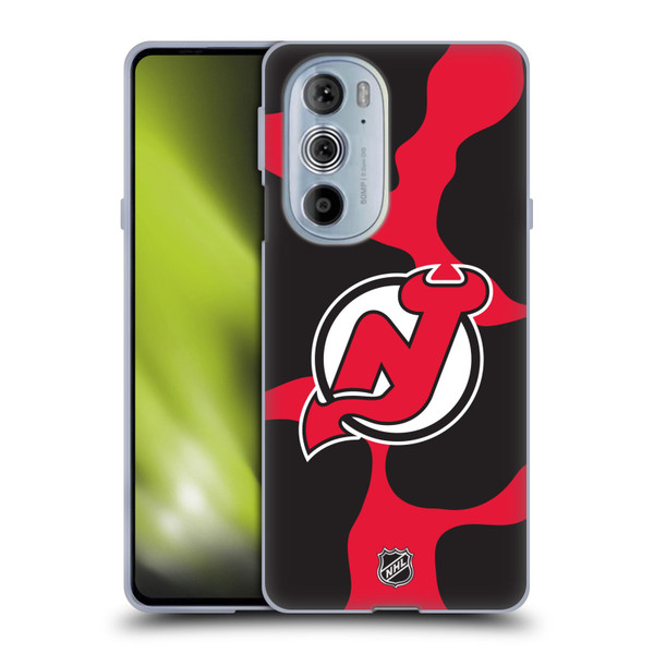 NHL New Jersey Devils Cow Pattern Soft Gel Case for Motorola Edge X30