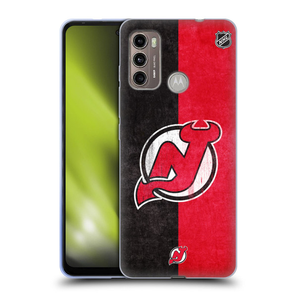NHL New Jersey Devils Half Distressed Soft Gel Case for Motorola Moto G60 / Moto G40 Fusion