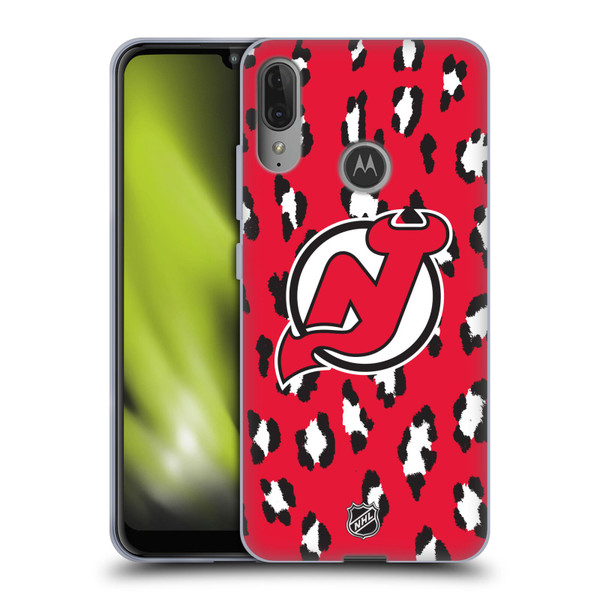 NHL New Jersey Devils Leopard Pattern Soft Gel Case for Motorola Moto E6 Plus