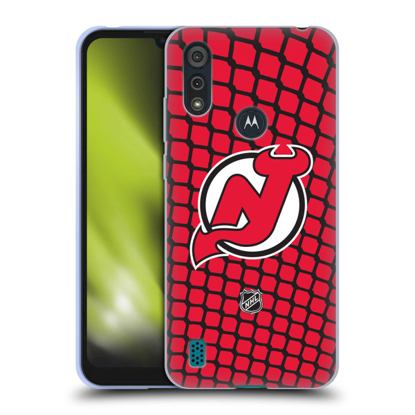 NHL New Jersey Devils Net Pattern Soft Gel Case for Motorola Moto E6s (2020)