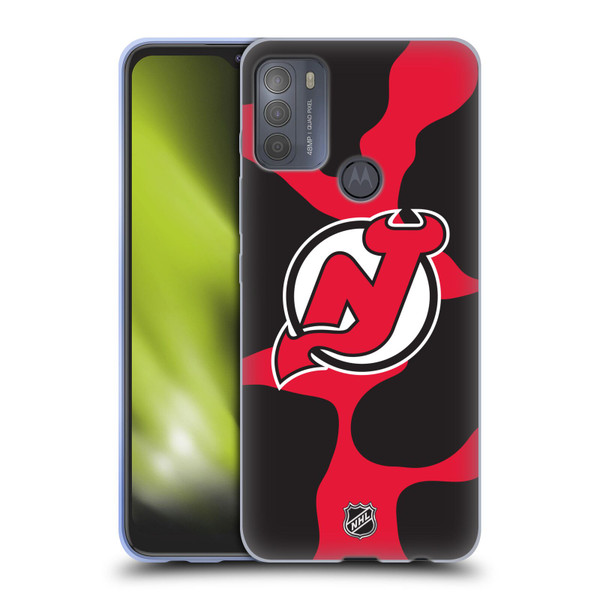 NHL New Jersey Devils Cow Pattern Soft Gel Case for Motorola Moto G50