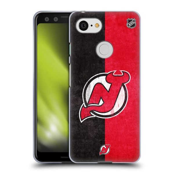 NHL New Jersey Devils Half Distressed Soft Gel Case for Google Pixel 3