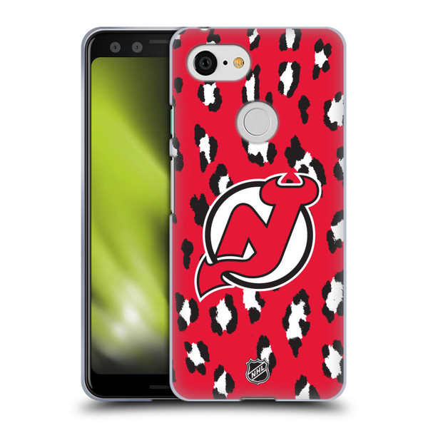 NHL New Jersey Devils Leopard Pattern Soft Gel Case for Google Pixel 3