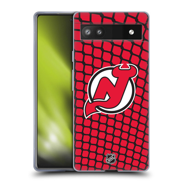 NHL New Jersey Devils Net Pattern Soft Gel Case for Google Pixel 6a