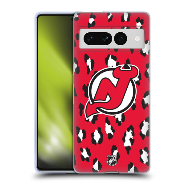 NHL New Jersey Devils Leopard Pattern Soft Gel Case for Google Pixel 7 Pro