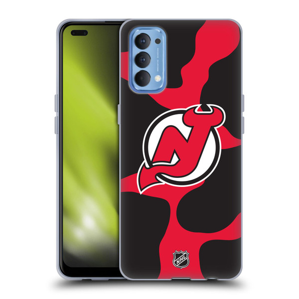 NHL New Jersey Devils Cow Pattern Soft Gel Case for OPPO Reno 4 5G