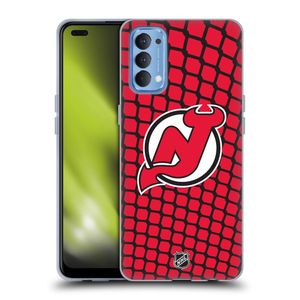 NHL New Jersey Devils Net Pattern Soft Gel Case for OPPO Reno 4 5G