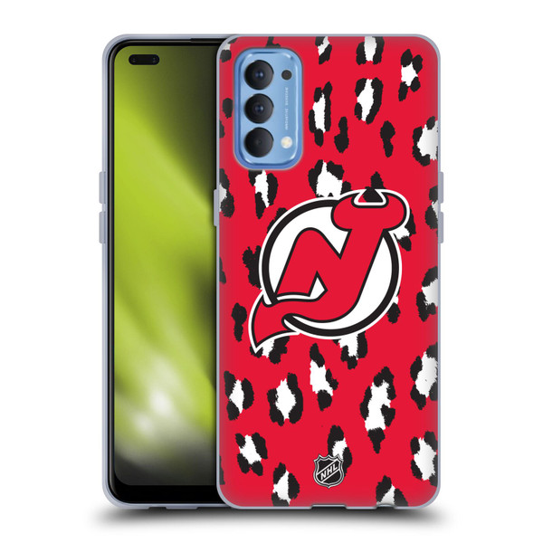 NHL New Jersey Devils Leopard Pattern Soft Gel Case for OPPO Reno 4 5G
