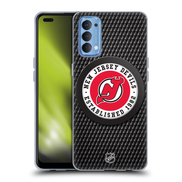 NHL New Jersey Devils Puck Texture Soft Gel Case for OPPO Reno 4 5G