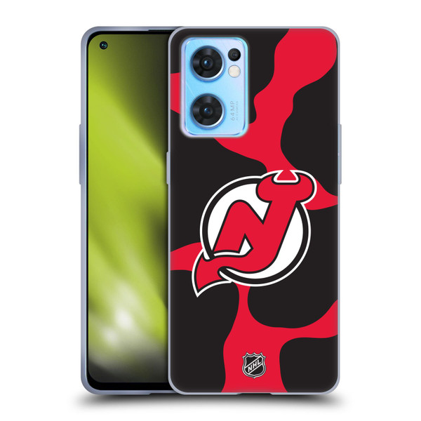 NHL New Jersey Devils Cow Pattern Soft Gel Case for OPPO Reno7 5G / Find X5 Lite