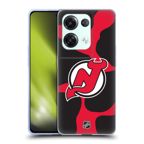 NHL New Jersey Devils Cow Pattern Soft Gel Case for OPPO Reno8 Pro