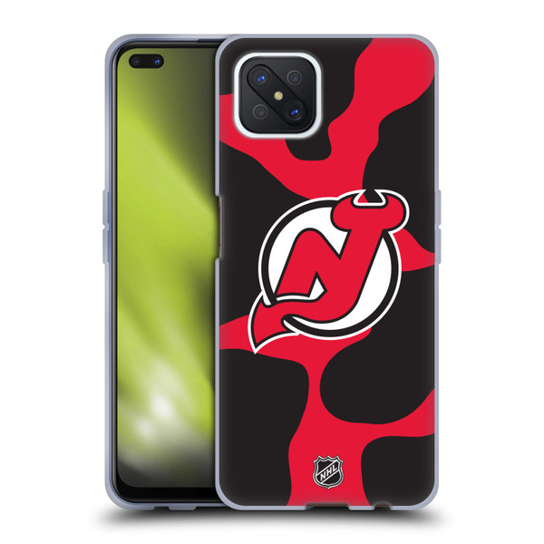 NHL New Jersey Devils Cow Pattern Soft Gel Case for OPPO Reno4 Z 5G