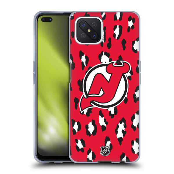 NHL New Jersey Devils Leopard Pattern Soft Gel Case for OPPO Reno4 Z 5G