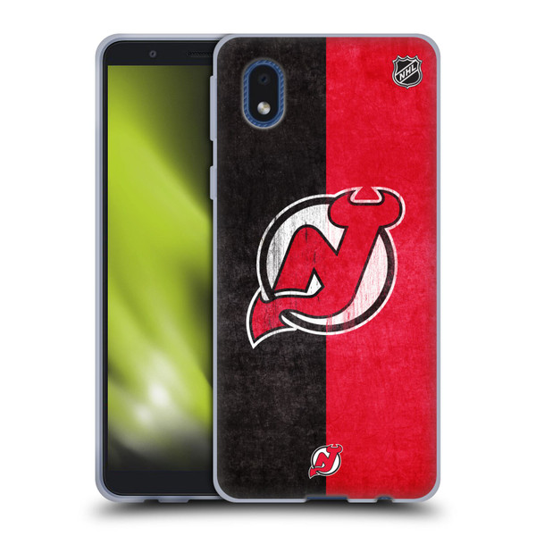 NHL New Jersey Devils Half Distressed Soft Gel Case for Samsung Galaxy A01 Core (2020)