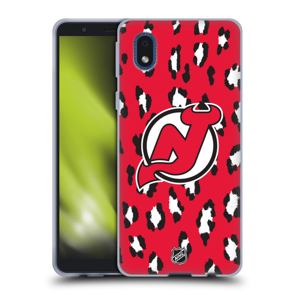 NHL New Jersey Devils Leopard Pattern Soft Gel Case for Samsung Galaxy A01 Core (2020)