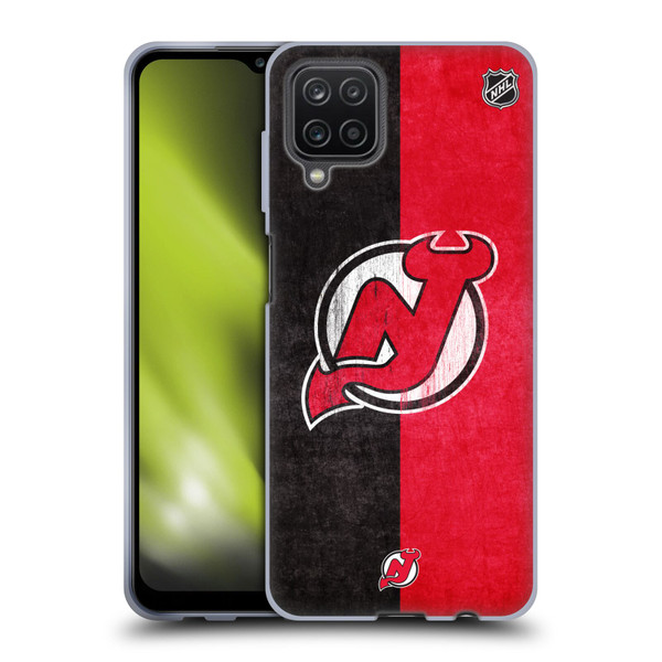 NHL New Jersey Devils Half Distressed Soft Gel Case for Samsung Galaxy A12 (2020)