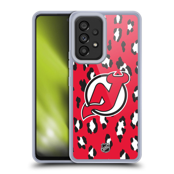 NHL New Jersey Devils Leopard Pattern Soft Gel Case for Samsung Galaxy A53 5G (2022)