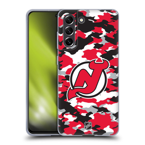 NHL New Jersey Devils Camouflage Soft Gel Case for Samsung Galaxy S21 FE 5G