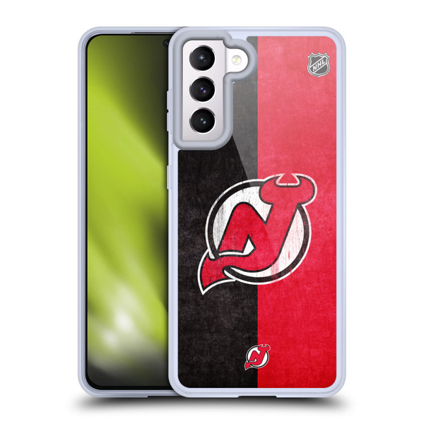 NHL New Jersey Devils Half Distressed Soft Gel Case for Samsung Galaxy S21 5G