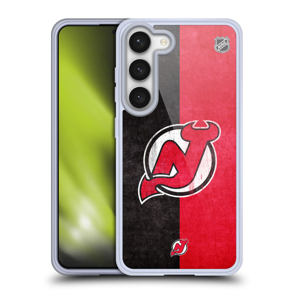 NHL New Jersey Devils Half Distressed Soft Gel Case for Samsung Galaxy S23 5G
