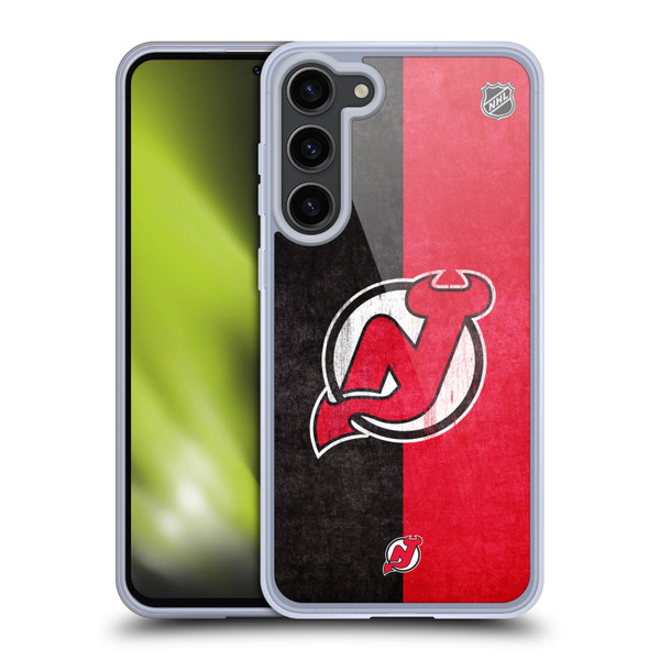 NHL New Jersey Devils Half Distressed Soft Gel Case for Samsung Galaxy S23+ 5G