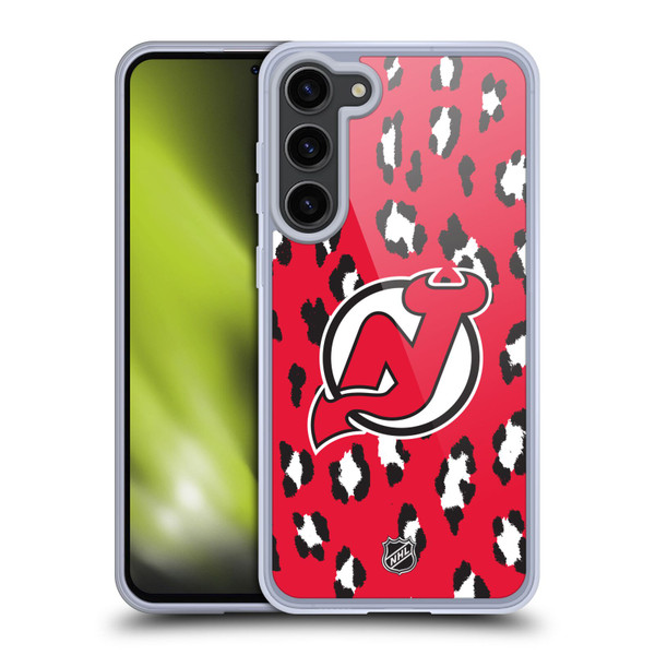 NHL New Jersey Devils Leopard Pattern Soft Gel Case for Samsung Galaxy S23+ 5G