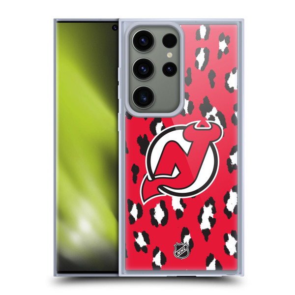 NHL New Jersey Devils Leopard Pattern Soft Gel Case for Samsung Galaxy S23 Ultra 5G
