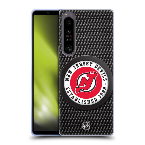 NHL New Jersey Devils Puck Texture Soft Gel Case for Sony Xperia 1 IV