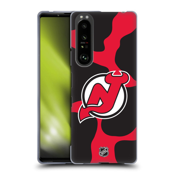 NHL New Jersey Devils Cow Pattern Soft Gel Case for Sony Xperia 1 III