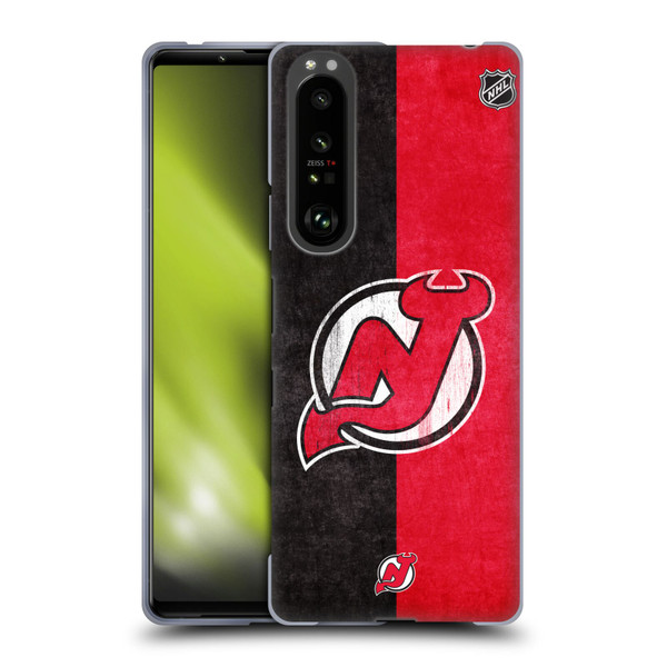 NHL New Jersey Devils Half Distressed Soft Gel Case for Sony Xperia 1 III